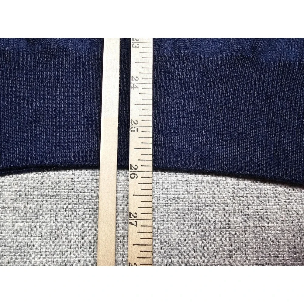 Peter Millar Sweater Mens Large Blue‎ Quarter Zip Wool Elbow Patches Mock Neck